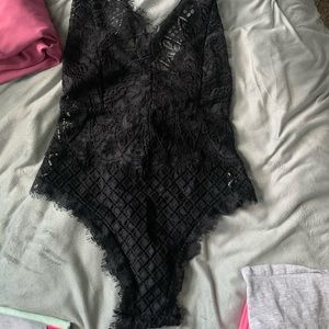 Black Lace Lingerie One Piece- M/L